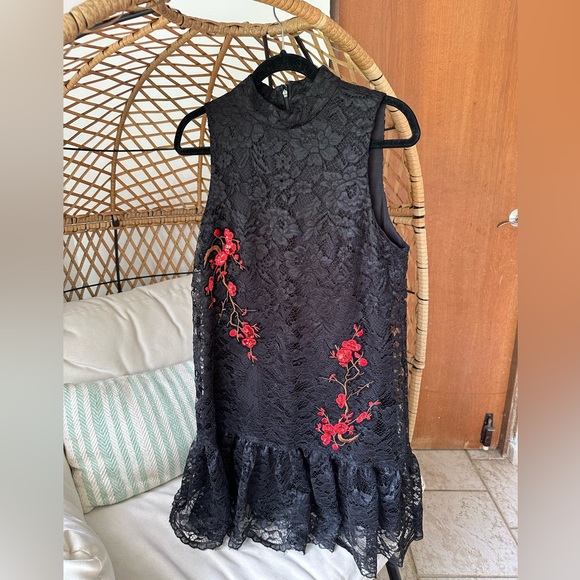 Nicole Miller Black Red Lace Sleeveless Christmas Holiday NYE Dress  Sz 12 - Picture 11 of 11